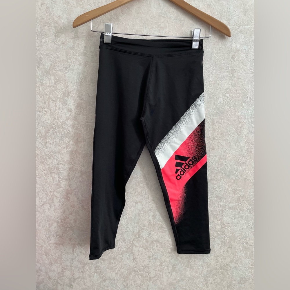 adidas girls medium 10-12 black athletic cropped leggings